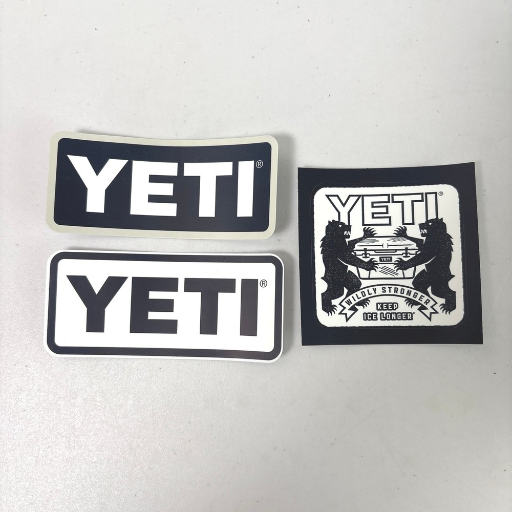 Yeti Sticker Decal Pack Navy White Black Bear Logo 3pc Set Wildly Stronger NEW